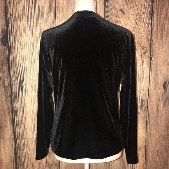 IMPRESSIONS SMALL BLACK LONG SLEEVED VELVET SHIRT With UNDERLAYER TANK - Picture 2 of 7